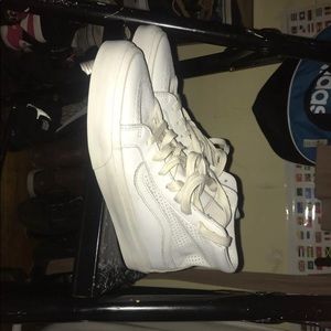 White faux leather vans